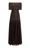 Khaite Bruna Off-the-shoulder Gathered Stretch-jersey Maxi Dress In Nero