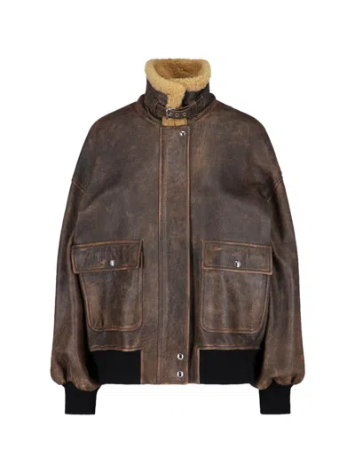 Khaite Aviator Jacket Sandor In Brown