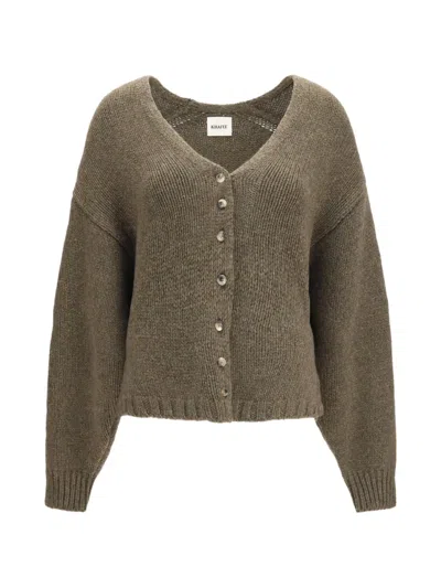 Khaite Bicolor Cashmere Cardigan In Green