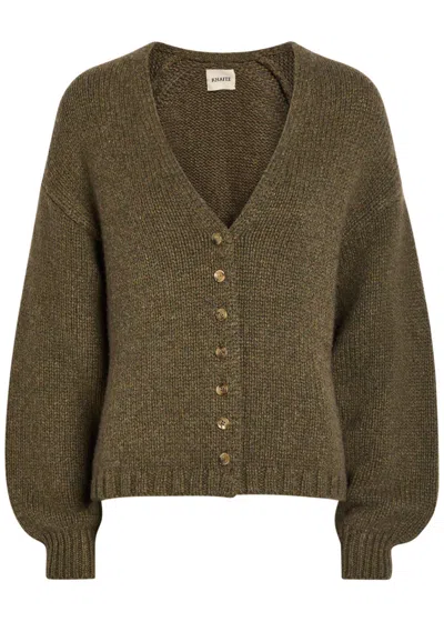 Khaite Axel Cashmere Cardigan In Khaki