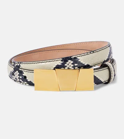 Khaite Axel Small Snake-effect Leather Belt In Multicoloured