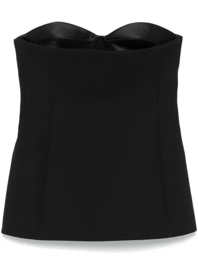 Khaite Ayla Strapless Crepe And Satin Bustier Top In Black