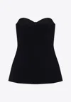 Khaite Strapless Black Top With Sweetheart Neckline In Black
