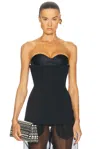 Khaite Ayla Crepe Bustier Top In Black
