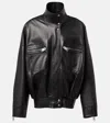 Khaite Ayman Leather Bomber Jacket In Black