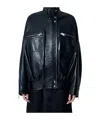 Khaite Ayman Leather Bomber Jacket In Black