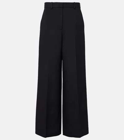 Khaite Walter Double Face Crepe Kick Flare Crop Pants In Black