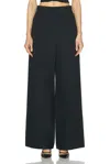 Khaite Walter Double Face Crepe Kick Flare Crop Pants In Black