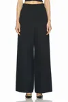 Khaite Walter Double Face Crepe Kick Flare Crop Pants In Black