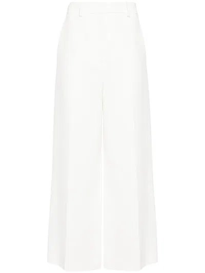 Khaite Caiton Grain De Poudre Wide-leg Pants In White