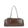 Khaite Simona Crackle Patent Elongated Tote Bag In Brown