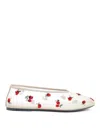 Khaite Translucent Floral Flats With Rounded Toe Design In White