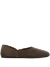 Khaite Jane Classic Suede And Python Print Ballet Flats In Brown