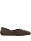 Khaite Jane Classic Suede And Python Print Ballet Flats In Green