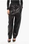 Khaite Balloon Fit Leather Pants With Front Pleat In Black