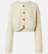Khaite Balser Cable-knit Cashmere And Mohair-blend Cardigan In Beige