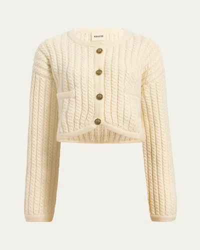 KHAITE BALSER CASHMERE CABLE-KNIT CROP CARDIGAN