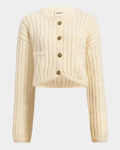 KHAITE BALSER CASHMERE CABLE-KNIT CROP CARDIGAN