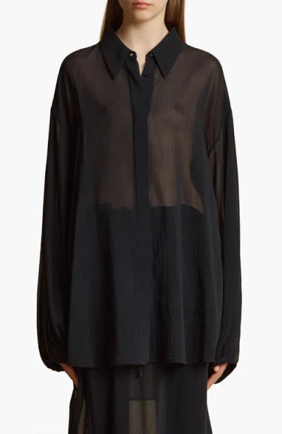 KHAITE KHAITE BAM SHEER COTTON & SILK BUTTON-UP SHIRT