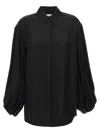 Khaite Bam Balloon-sleeve Oversized Button-down Top In Black