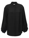Khaite Bam Balloon-sleeve Oversized Button-down Top In Black