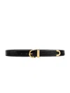 Khaite Womens Bambi Skinny Croc-embossed Leather Belt Black In Black