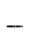 Khaite Womens Bambi Skinny Croc-embossed Leather Belt Black In Black