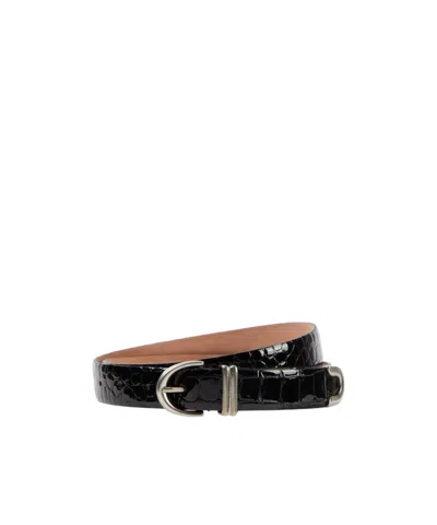 Khaite Bambi Croc-effect Patent Leather Belt In Black