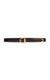 Khaite Womens Bambi Skinny Croc-embossed Leather Belt Black In Brown