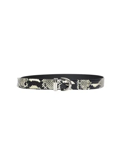 Khaite Bambi Skinny Belt Python-embossed Leather In Black