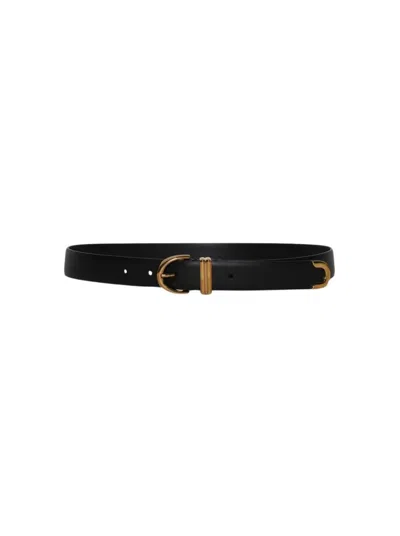 Khaite Bambi Skinny Belt With Gold Hardware Black