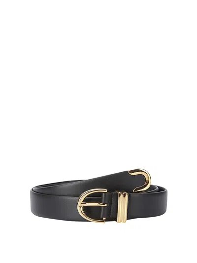 Khaite Bambi Skinny Belt With Gold Hardware In Black