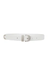 Khaite Bambi Skinny Silver Hardware Belt In Optic White