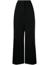 Khaite Banton Pinstriped Wool-blend Wide-leg Pants In Black
