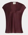 Khaite Barbo Silk Scoop-neck Top In Burgundy