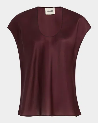 Khaite Barbo Silk Scoop-neck Top In Burgundy