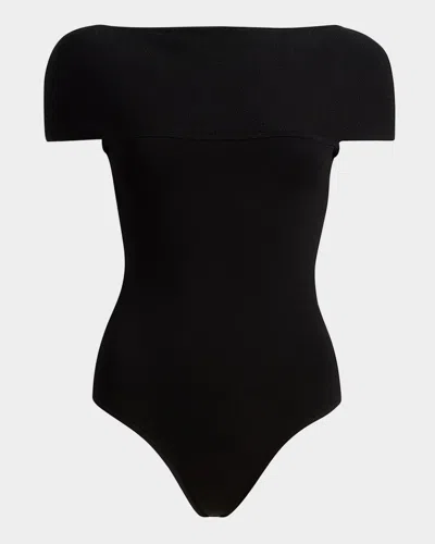 KHAITE BASILE HIGH-NECK SHORT-SLEEVE BODYSUIT