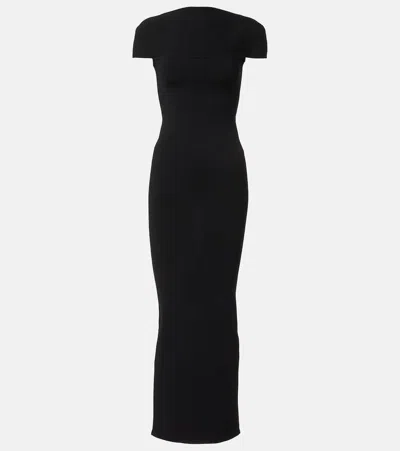 Khaite Basile High-neck Cap-sleeve Maxi Dress In Black