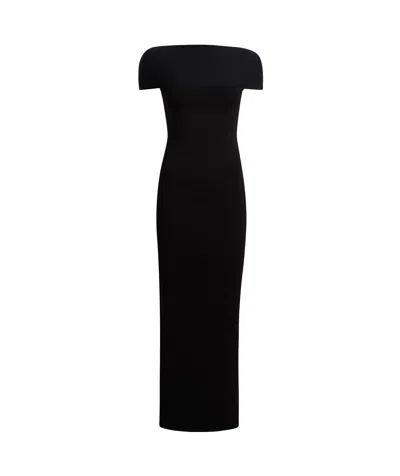 Khaite Basile High-neck Cap-sleeve Maxi Dress In Black