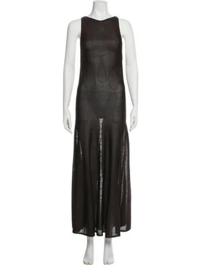 Pre-owned Khaite Bateau Neckline Long Dress In Brown