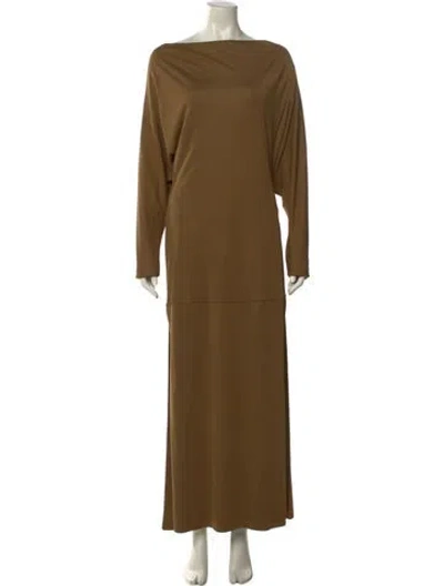 Pre-owned Khaite Bateau Neckline Long Dress In Brown