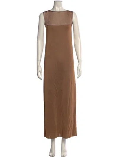 Pre-owned Khaite Bateau Neckline Long Dress In Brown