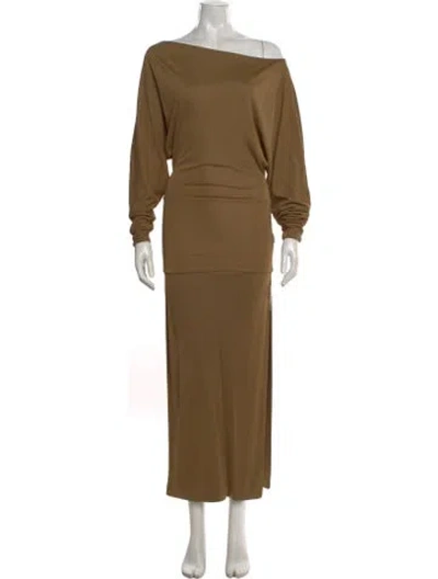 Pre-owned Khaite Bateau Neckline Long Dress In Brown