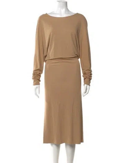 Pre-owned Khaite Bateau Neckline Long Dress In Neutral