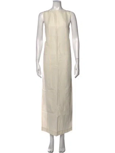 Pre-owned Khaite Bateau Neckline Long Dress In Neutrals