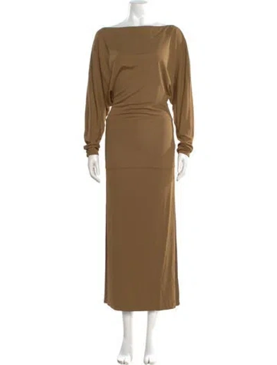 Pre-owned Khaite Bateau Neckline Long Dress W/ Tags In Brown