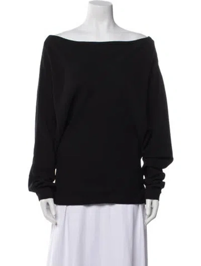 Pre-owned Khaite Bateau Neckline Long Sleeve Blouse In Black