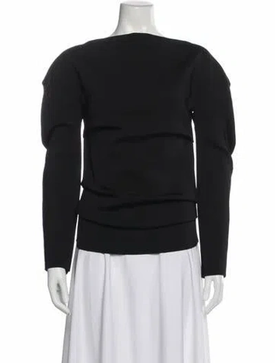 Pre-owned Khaite Bateau Neckline Long Sleeve Top In Black
