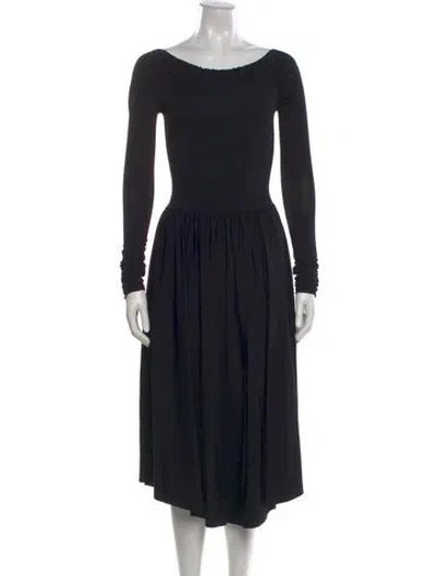 Pre-owned Khaite Bateau Neckline Midi Length Dress In Black