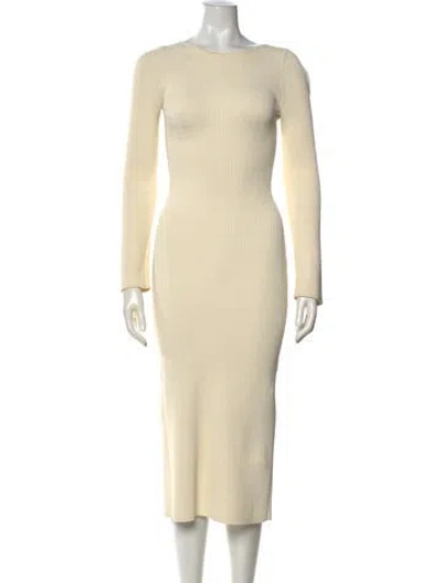 Pre-owned Khaite Bateau Neckline Midi Length Dress In Neutral